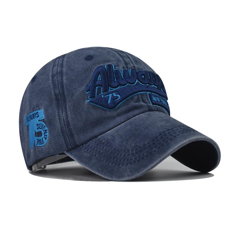 Men Women Baseball Cap Washed Cotton 3D Embroidery ALWAYS 75 Letter Baseball Cap Ladies Dad Hat Men's Bone Cap