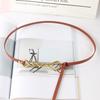 Fashion Gold Twisted Shape Knot Decoration Women Thin Belt For Casual Dress And Suit Waist Accessory