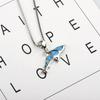 European & American Fashion Trendy Silver Plated Copper Shark Pendant Necklace Blue Opal Ocean-Inspired Sweater Chain for Women