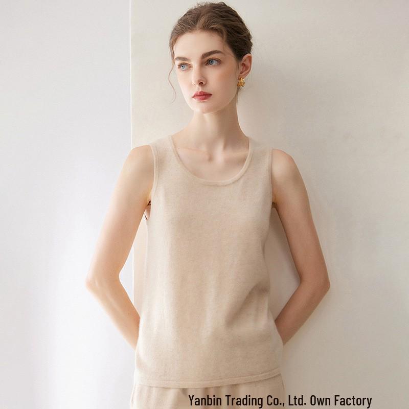 Pure Cashmere Women's Round Neck Camisole Sweater Vest