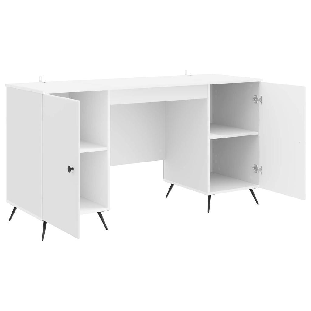 Glossy White Desk 142.5 X 50 X 75 Cm Engineered Wood