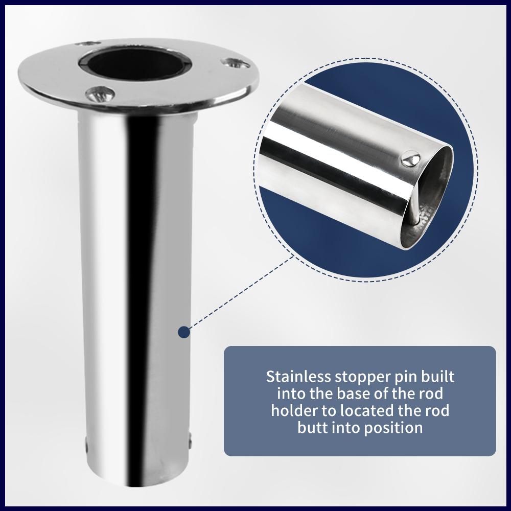 Marine Heavy Duty Stainless Steel Boat Cast Fishing Rod Holder Oval 15°/30°/90° with PVC Inner Boat Hardware