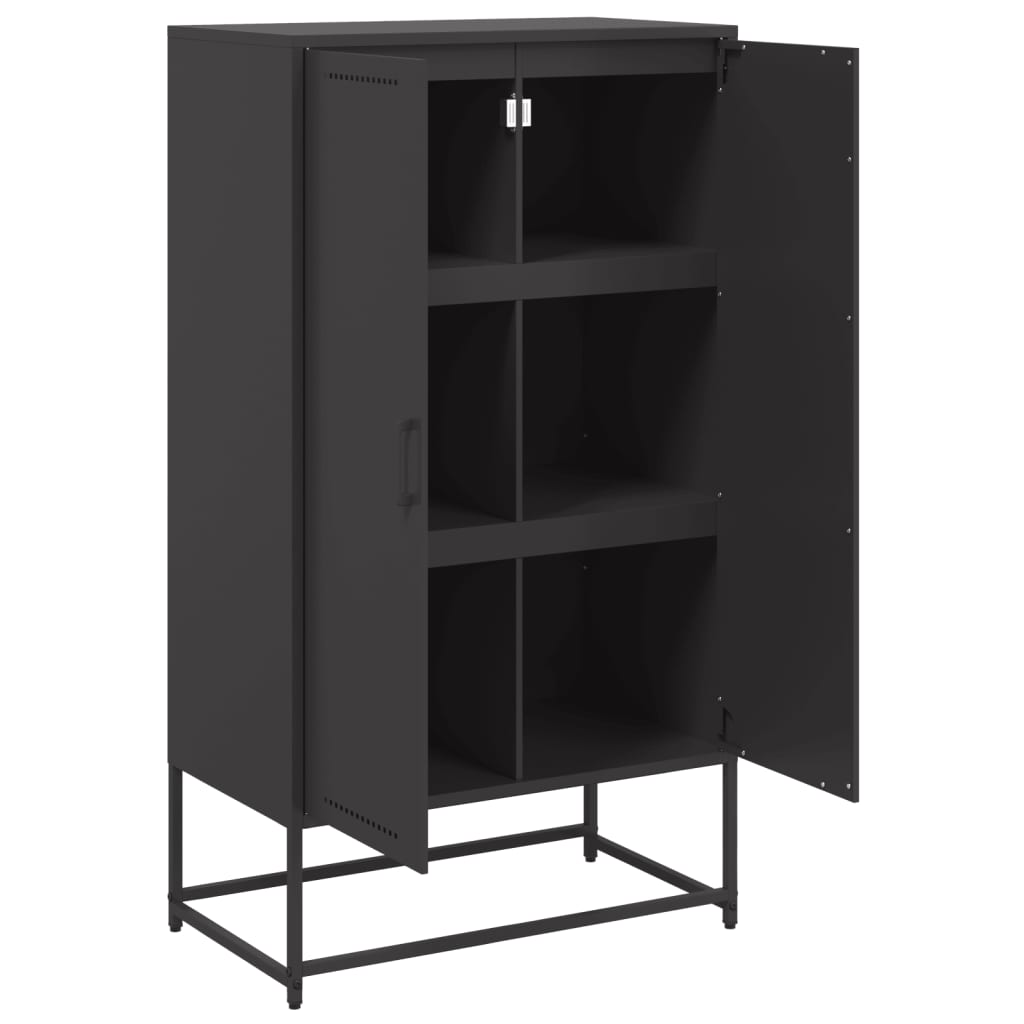 Highboard Black 68.5 X 38.5 X 123.5 Cm Steel