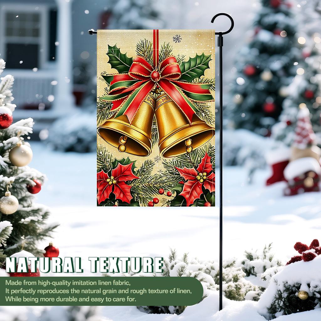 Christmas bell patternGarden Flag 12x18 Inch Double Sided for Courtyard Outdoor Welcome Flag Decoration (Excluding flagpole)