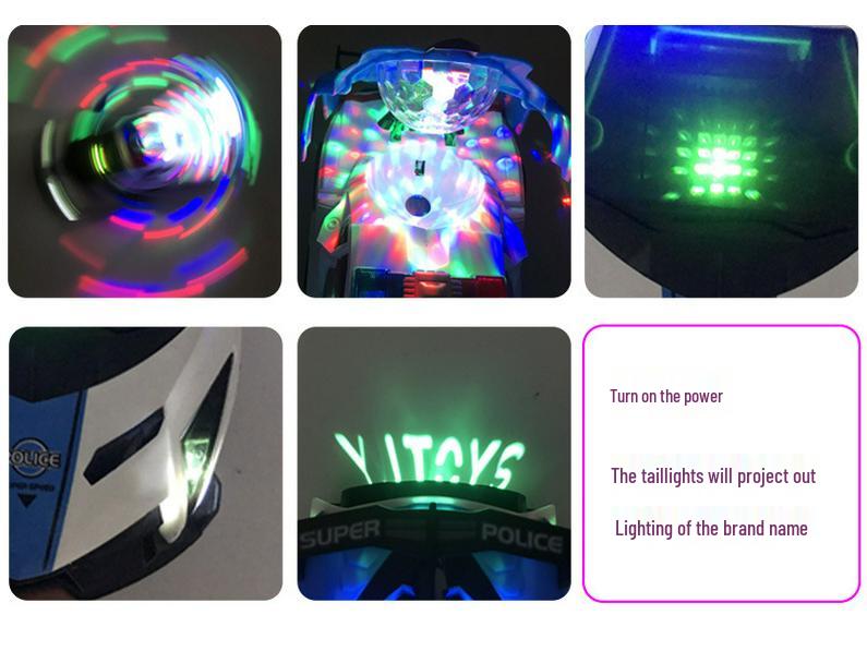 Electric Rotating Police Car Toy with Sound, Light, and Deforming Stunt Features