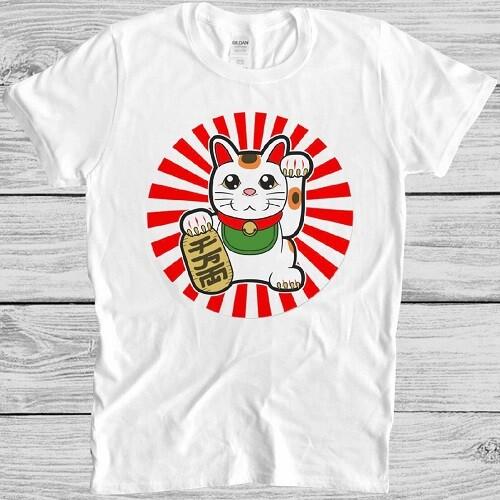 Maneki-Neko T Shirt Japanese Lucky Cat Chinese Cool Gift Tee M253 XL