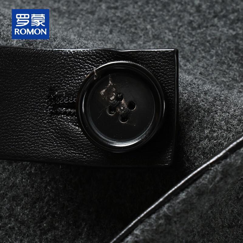 ROMON Men's 100% Wool Blend Mid-length Overcoat