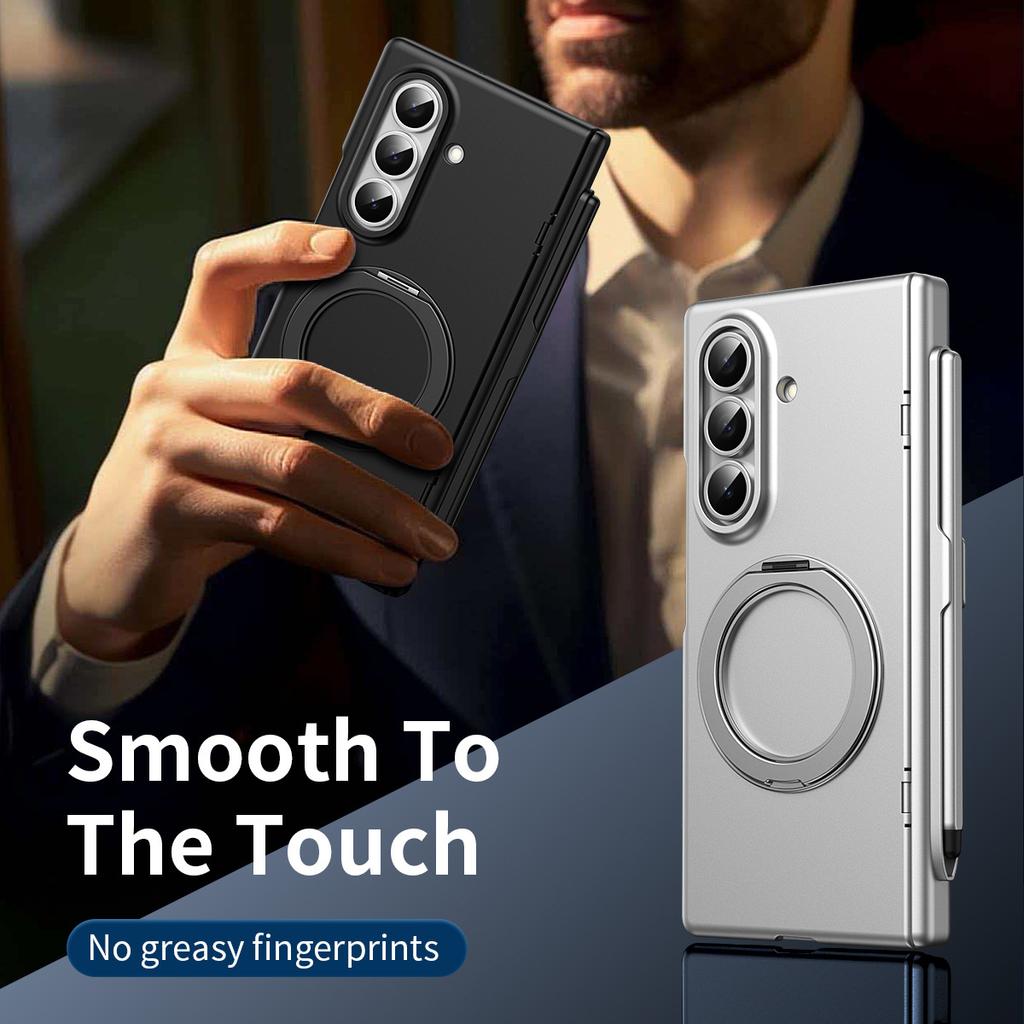 Z Fold 7 6 5 4 3 Phone Case with Pen Magnetic Rotating Stand Hinge Full Coverage Protection Cover Wireless Charging