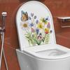 Butterfly Flower Toilet Seat Stickers Self-Adhesive Toilet Lid Decals Diy Removable Stickers For Bathroom Home Decor Ornaments