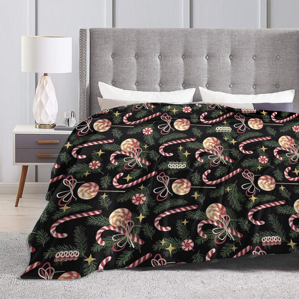 Peppermint Dreams Festive Candy Christmas Flannel Blanket Super Warm Throw Blanket for Couch Chair Airplane Sofa Bed Cover