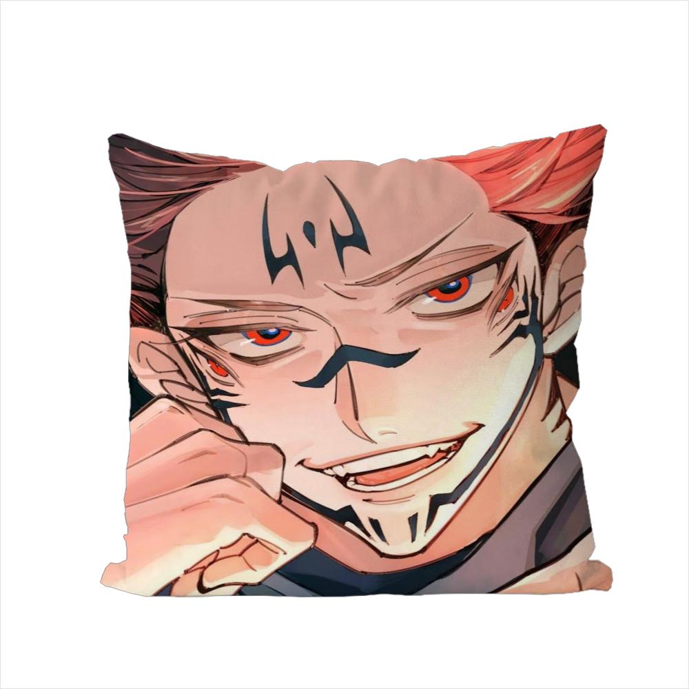 Anime Jujutsu Kaisen Pillow Case For Car Sofa Decorative Home Doublesided Print Plush Square Throw Pillow Cushion Cover