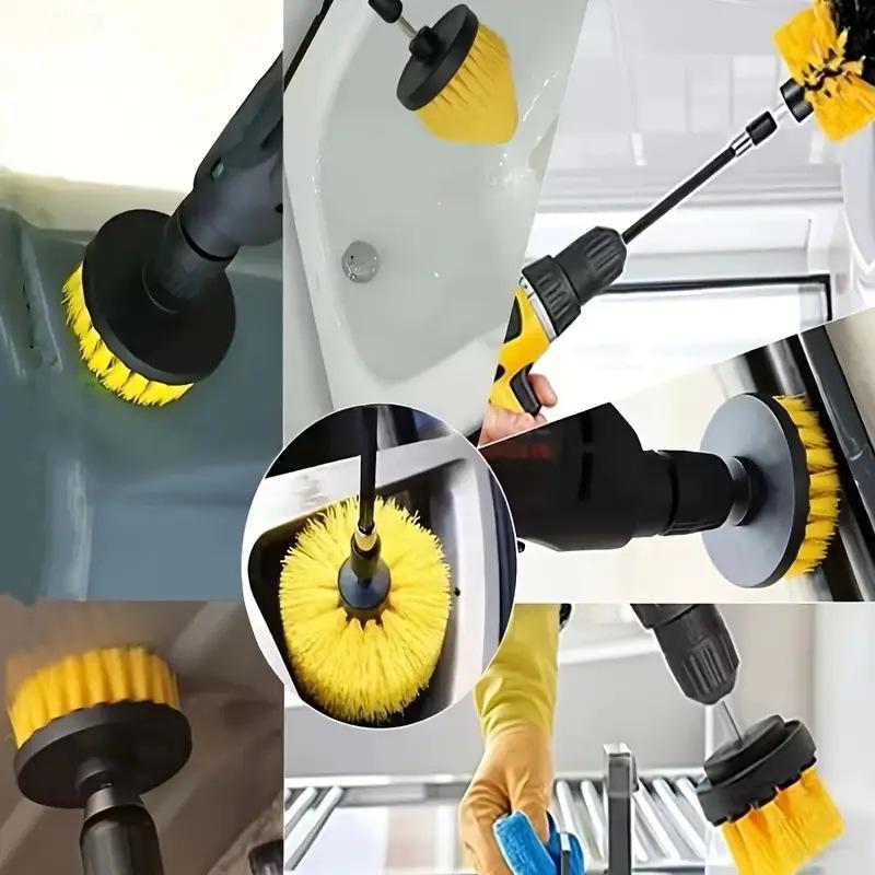Temu 40-Piece Car Cleaning Set: Electric Drill Brushes, White Cloths, and Sponges