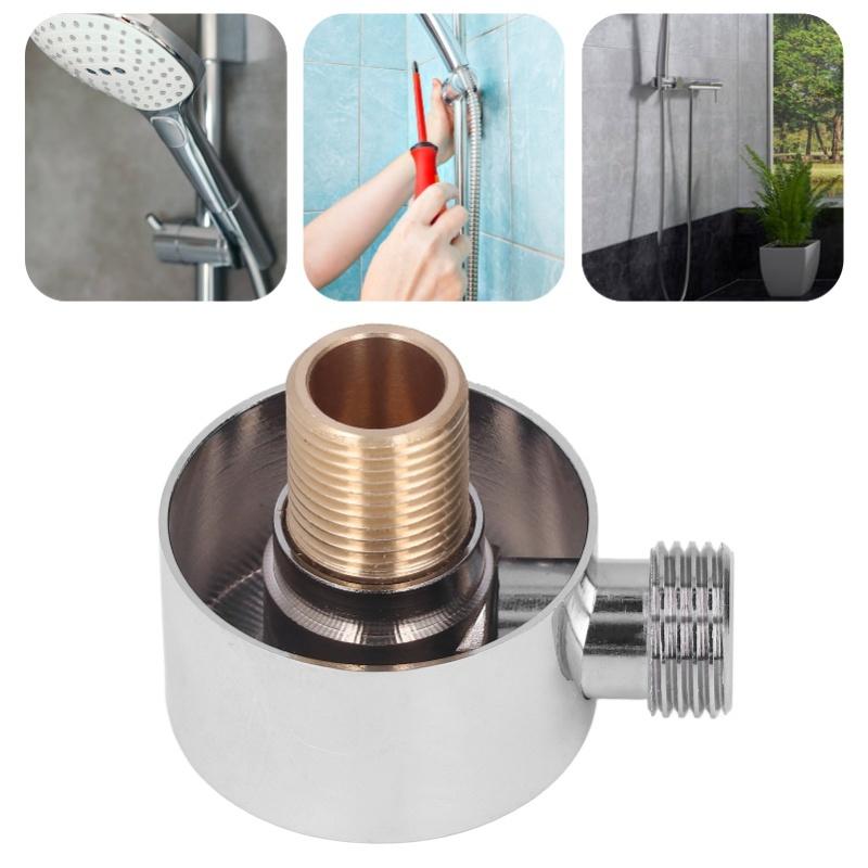 Shower Adapter Brass Construction Chrome Plated G1/2 Wall Mounted Easy Installation Round Shower Hose Connector