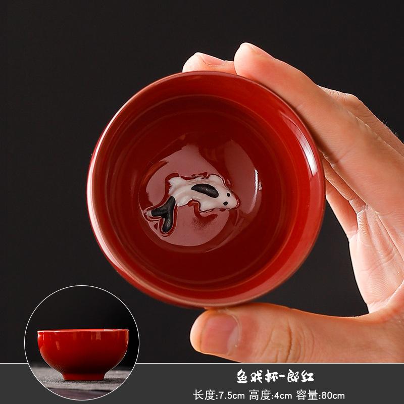 Celadon Fish Ceramic Teacup Small Carp Teacups Kung Fu Teaware Cups Chinese Handmade Travel Tea Set Drinking Accessories Gift
