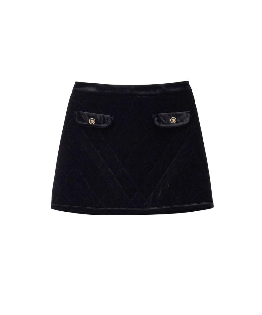Salon De Yon Velvet Quilting Mini Skirt