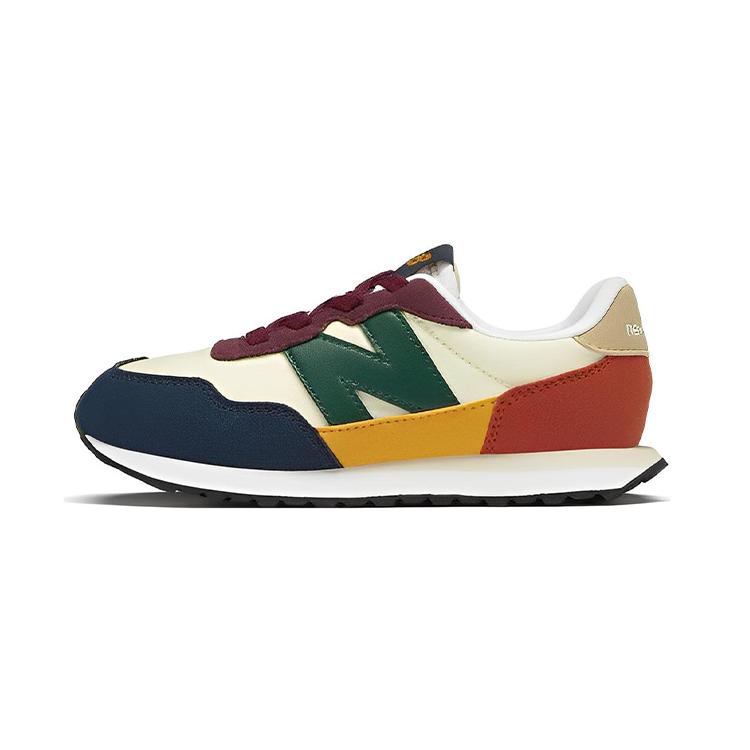 

New Balance NB 237 Comfortable Cushioning Abrasion Resistant Low top Kids Running Shoes Beige Cyan Yellow PH237VE Wide (W) 30
