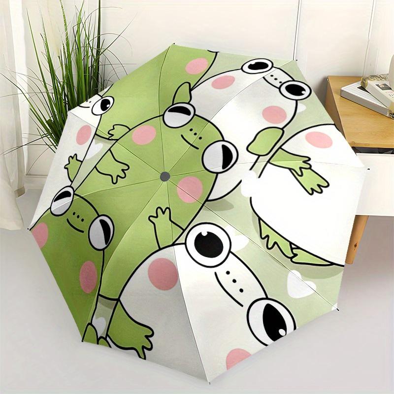 1pc Froggy Friends Automatic Open/close Leisure Umbrella, 8-Rib Sturdy Structure, Portable Travel Umbrella, Parties, Everyday Use, Outdoor A