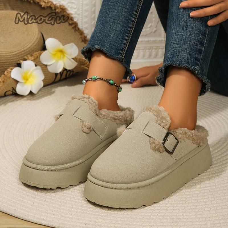Fashion Autumn Winter Women Warm Snow Boots Short Plush Thick Bottom Shoes Women Footwear Slip-On Slippers Plus Size 36-44 Botas Mujer