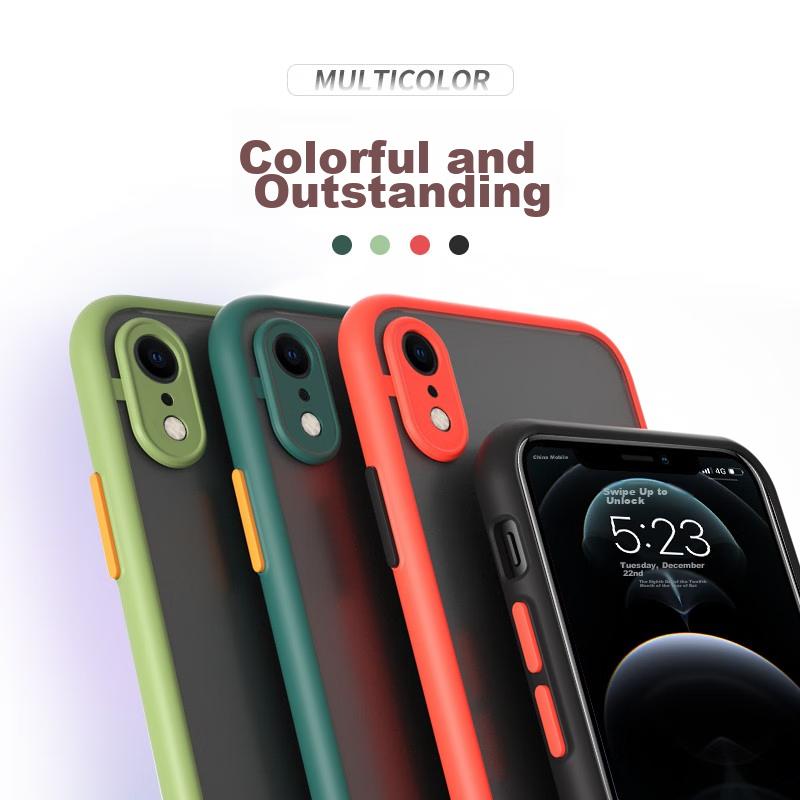 IPhone XR Case, Full Lens Protection Anti-Drop Anti-Fingerprint Silicone Soft Edge Shockproof Transparent Frosted Case, Elegant Black