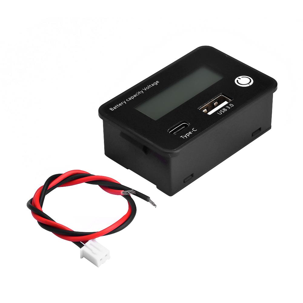 DC 8-30V USB/Tpye-C Lead Acid Lithium Battery Capacity Indicator LCD Car Motorcycle Digital Voltmeter Voltage Tester Meter