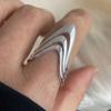 925 Sterling Silver Rings for Women Couple Minimalist Handmade Simple Wave Line V Shape Ring Fine Jewelry Gift Prevent Allergy