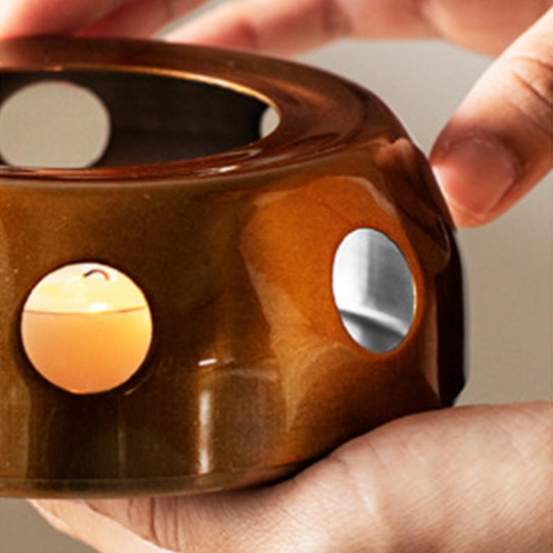 Stainless Steel Round Base Candle Heater Teapot Warmer for Coffee Milk Tea Cup Holder Home Kitchen Accessory