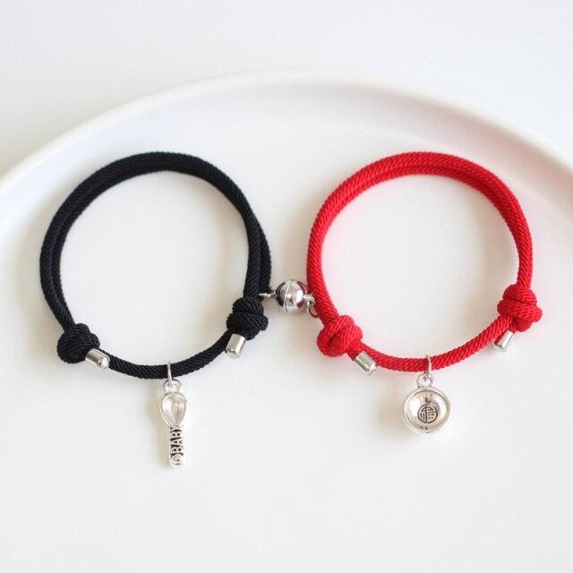 2 шт. Магнитные браслеты для пары Притягивают друг друга Браслеты для влюбленной пары Подвески Шарм Браслет на запястье Украшения Подарок для любимого Рождество Мода