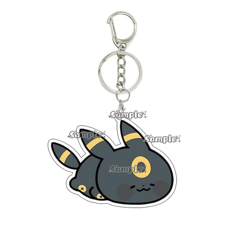 Hot Pocket Anime Leafeon Sylveon Game Acrylic Keychain Charm Umbreon Eevee Cartoon Character Pattern Key Ring Ornament Gifts Toy