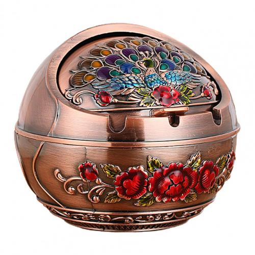 Retro Ashtray Household Cigarette Smoking Holder Home Decor Zinc Alloy Large Ash Holder with Lid for Home Friend Birthday Gift