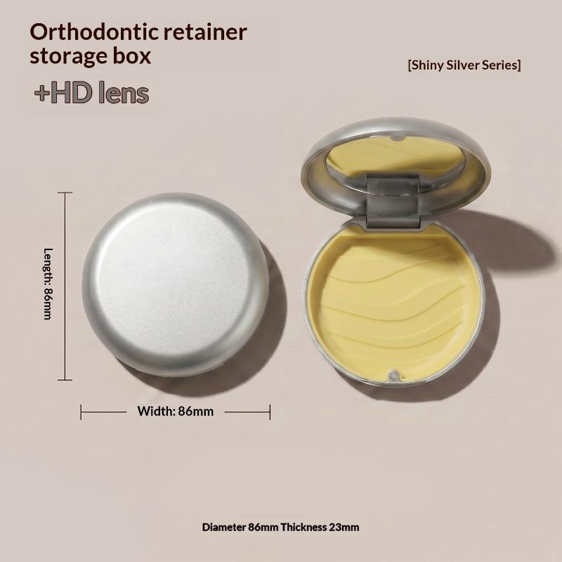 1Pcs Dental Retainer Case with Mirror BPA-Free False Teeth Protective Aligner Tray Storage Box for Adults Kids Oral Care