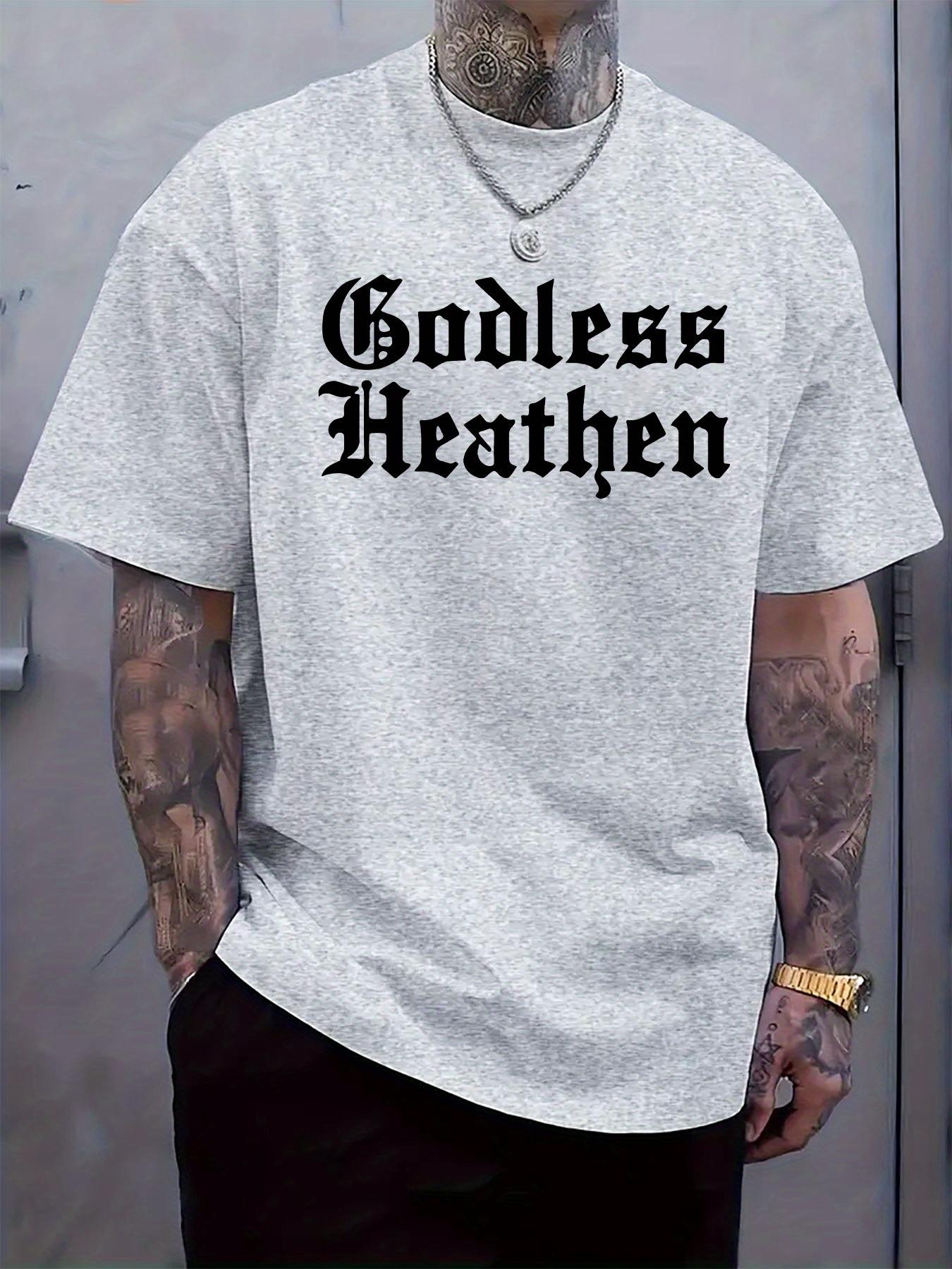 Godless Heathen Graphic Tee - Casual Crew Neck Short Slee... L