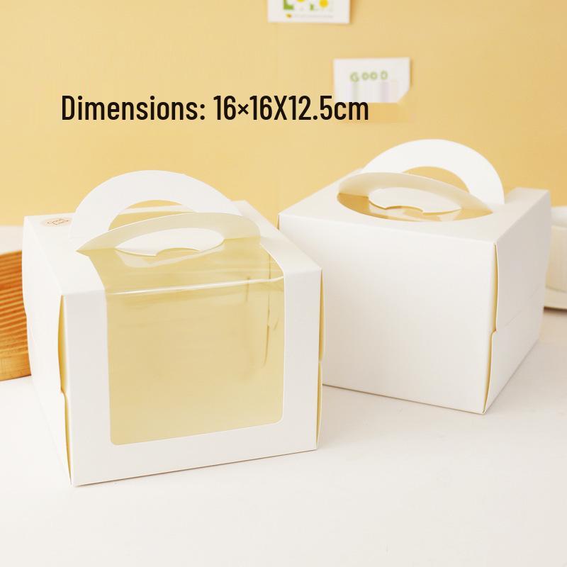 White Windowed Birthday Cake Box (3-8 inches) - Handheld Baking Packaging