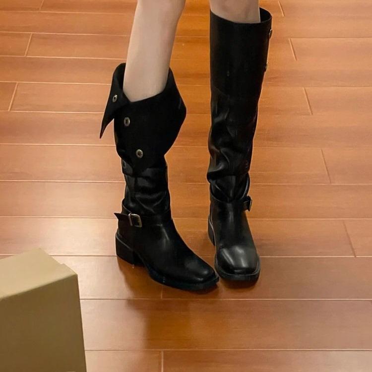 Niche Shoes, High Boots for Women, Thick-heeled, Retro, Knee-length Long Boots for Women