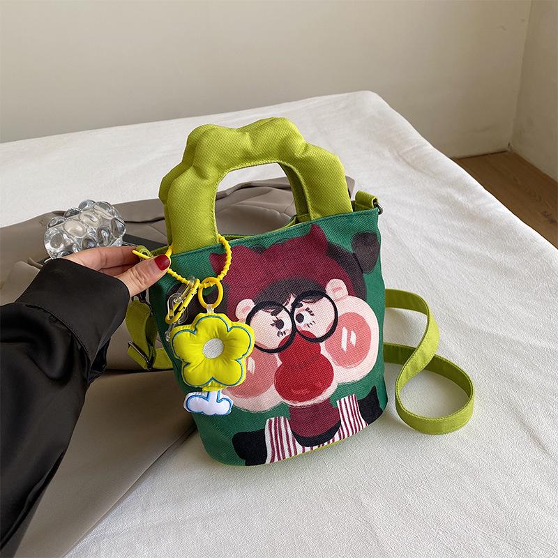 

2024 Модна Мила Полотняна Сумка-Відро Кросбоді для Жінок - Дизайн з Ілюстрацією