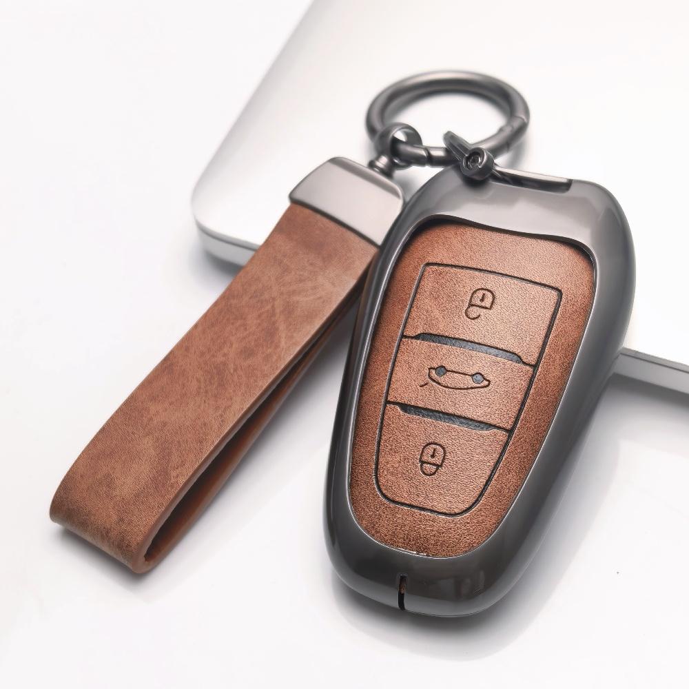 

For Peugeot 2008 3008 4008 5008 308 408 508 Citroen C5 C4 C4L C6 C3-XR Picasso Grand DS3 Zinc Alloy Leather Car Key Case Cover