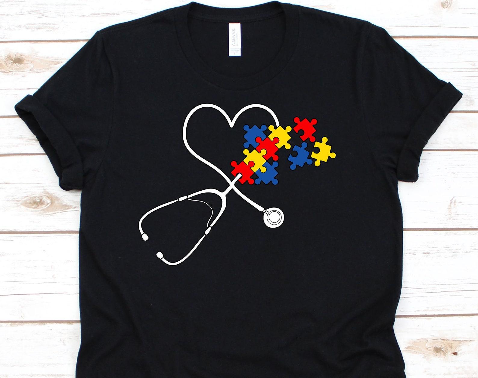 Autism Shirt, Autism Awareness Shirt, Autism Tshirt, Autism Awareness, Stethoscope Design, Nurse Shirt, Doctor Shirt M