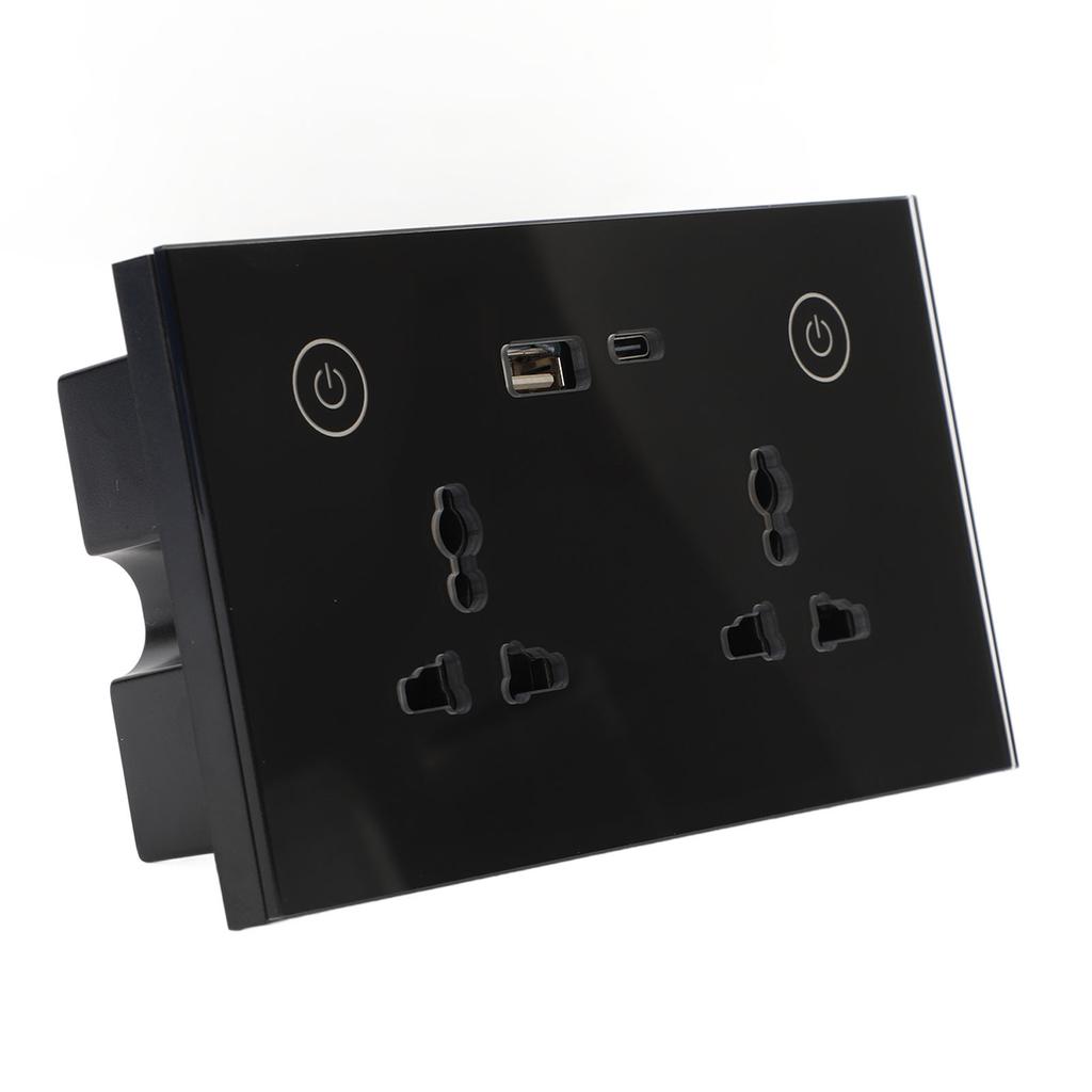 Smart Wall Outlet 2.4G WiFi Touch Light   Voice Control Smart Plug with USB and TYPE C   Port For   95‑250V