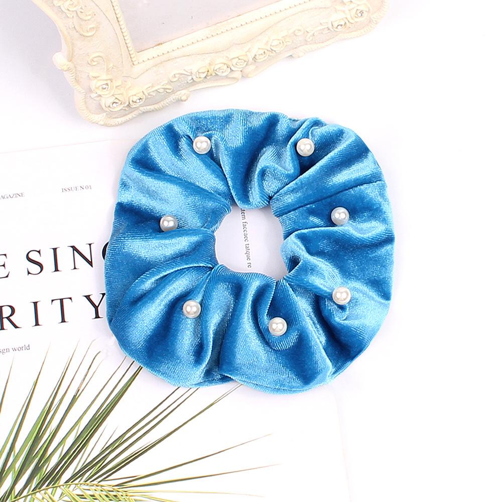 Velvet Nail Pearl Scrunchie Women Elastic Hair Rubber Bands Accessories Gum For Women Girls Ties Hair Ring Rope Ponytail Holder