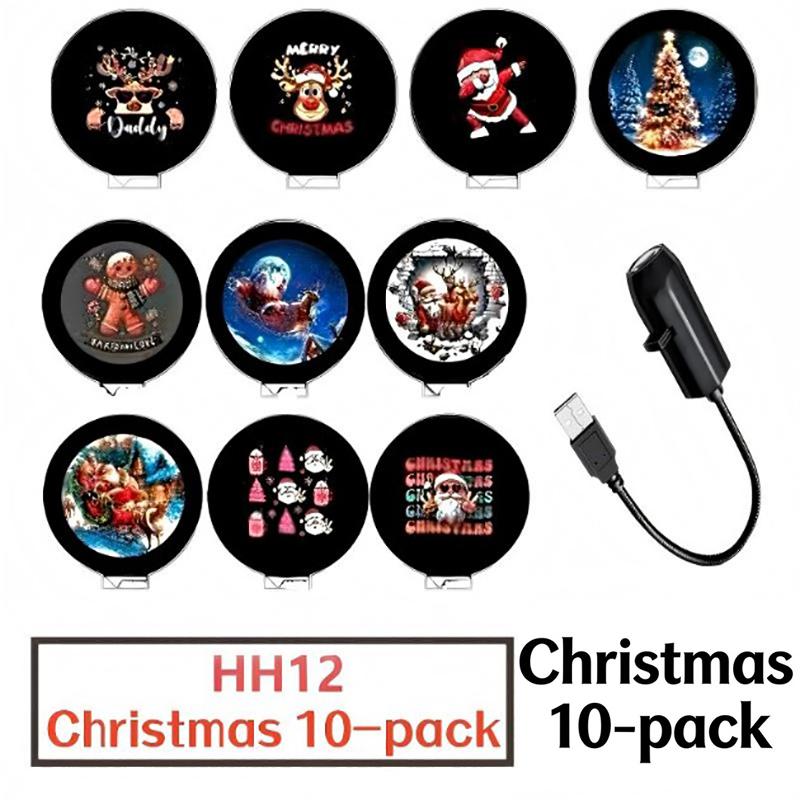 Adjustable USB Christmas Projector Light 10 HD Patterns LED Night Light for Xmas Tree Party Indoor Decor