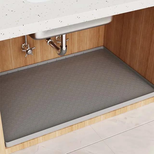 Under Sink Waterproof Silicone Mat Flexible Silicone Cabinet Liner 34x22‘’ Kitchen and Bathroom Sink Mats Protectors Storage