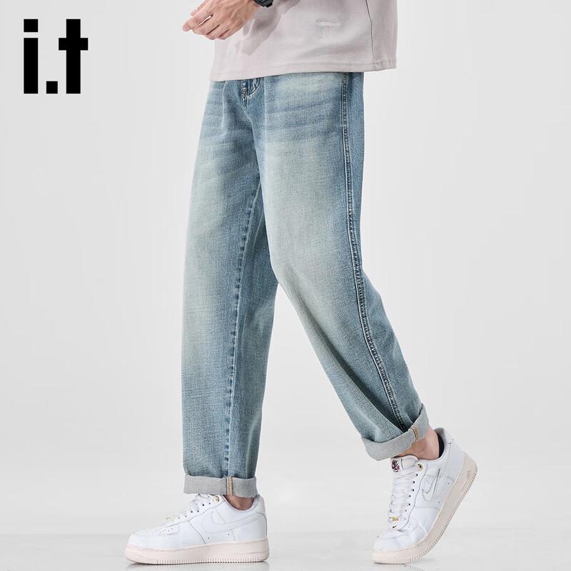 izzue it Men's Tencel Lyocell Washed Straight-Leg Jeans