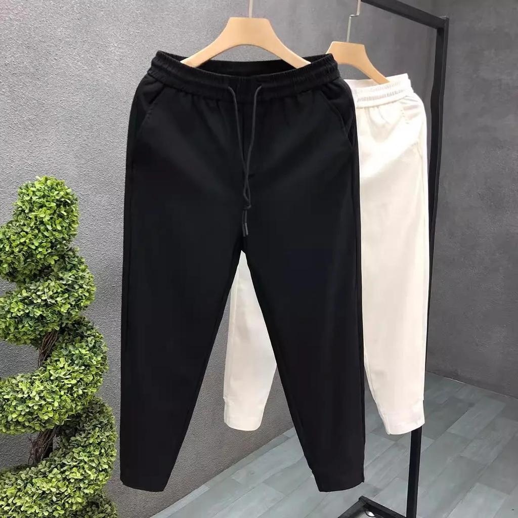 Male Solid Color Casual Pants Autumn Sweatpants Simple Cropped Pants