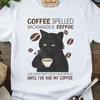 Coffee Spelled Backwards Is Eeffoc Black Cat T Shirt, Funny Cat Tee, Cat Lover Graphic Tshirt, Sarcastic Coffee Humor Top, Unisex Tee