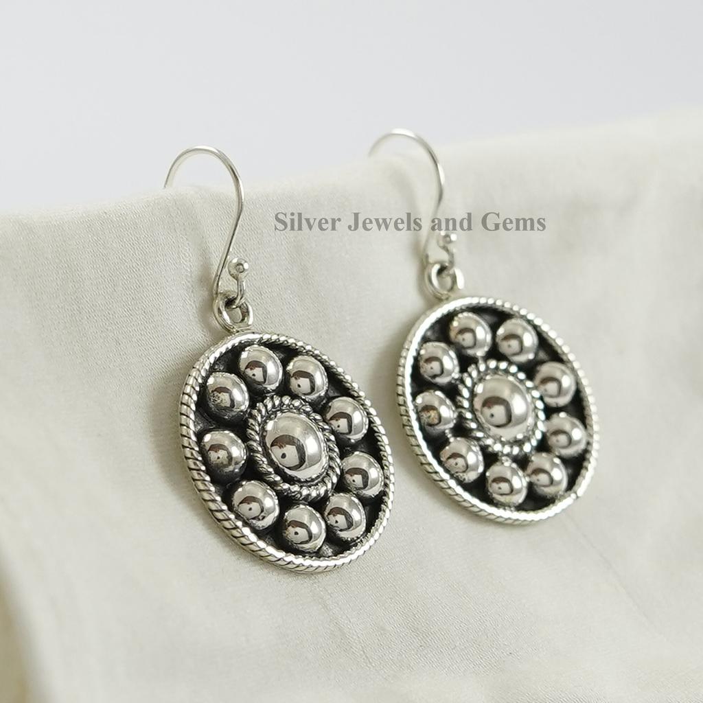 Puffy Dainty Earring, 925 Sterling Silver Earrings, Gift for Daughter, Round Silver Earrings, Plain Silver Jewelry, Handmade Earrings