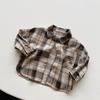 Kids Korean Style Retro Long Sleeve Plaid Shirt For Boys And Girls