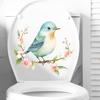 Bird Flower Toilet Sticker Removable Self-adhesive Waterproof PVC Living Room Wall Art Bathroom Toilet Lid Decoration Decal