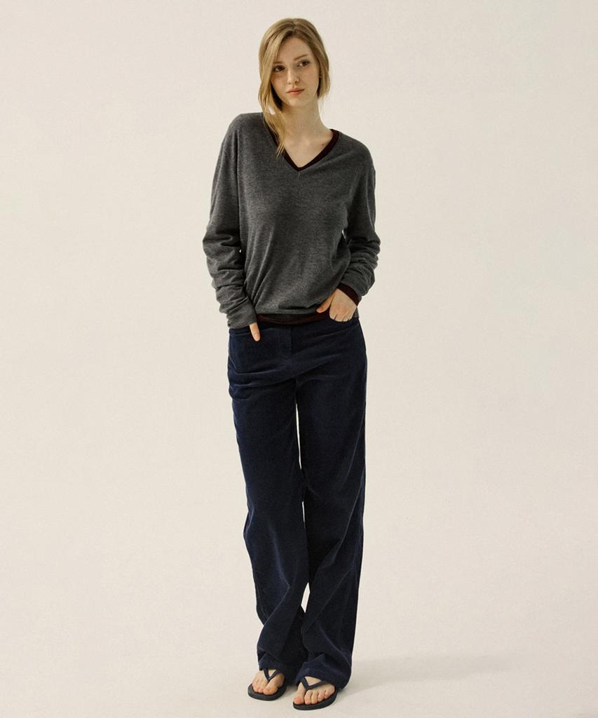 OATMEAL CAFE Timeless Essential V-Neck Knit - Gray