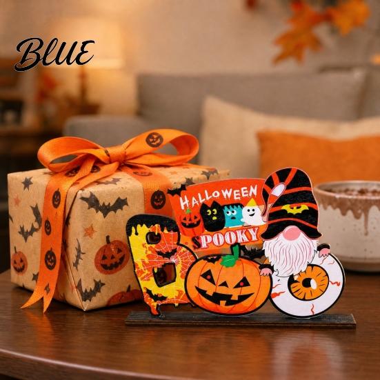 Creative Halloween Styling Wooden Ghost Pumpkin Figurine Rustic Table Decor for 3D Tabletop Home Party Spooky Shelf Decoration Fall Party