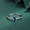 S925 Sterling Silver Geometric Aquamarine Ring for Women - Exquisite, Minimalist Design