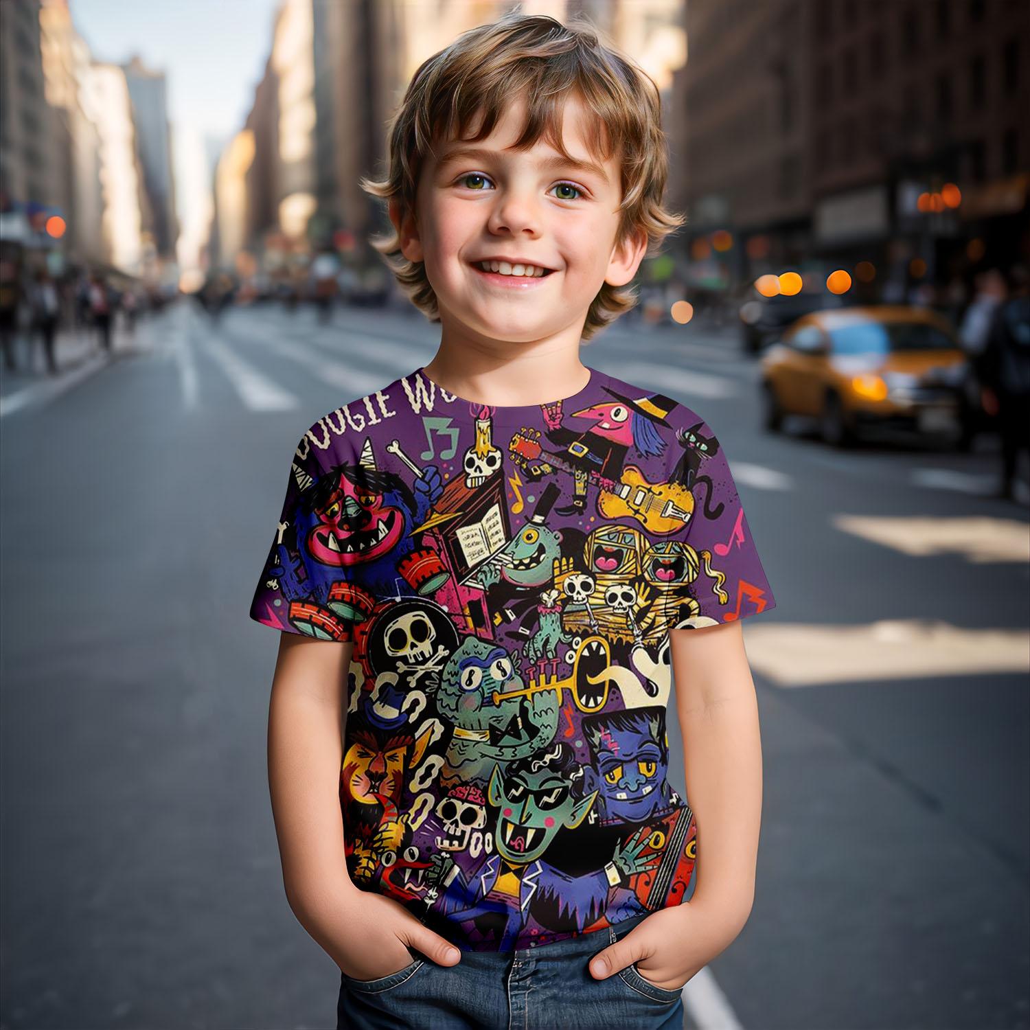 

2024 Новые детские 3D Хэллоуин принт костюмы футболки высокого качества дышащие топы праздничные детские мальчики девочки игровые костюмы 160